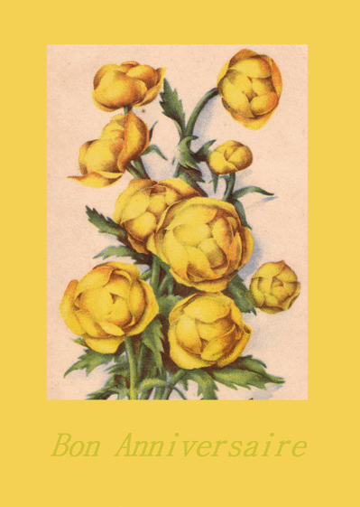 Bon anniversaire avec des fleurs jaunes